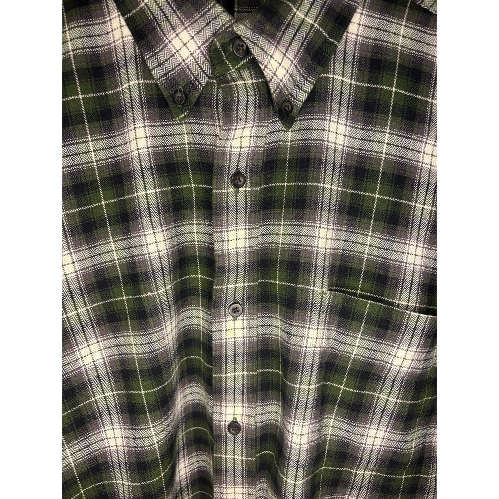 Eddie Bauer Flannel Shirt Mens XL Green Plaid Button Up Long Sleeve Cotton - Picture 2 of 11